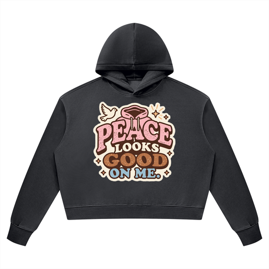 Peace Looks Good on Me Vintage Gray Hoodie