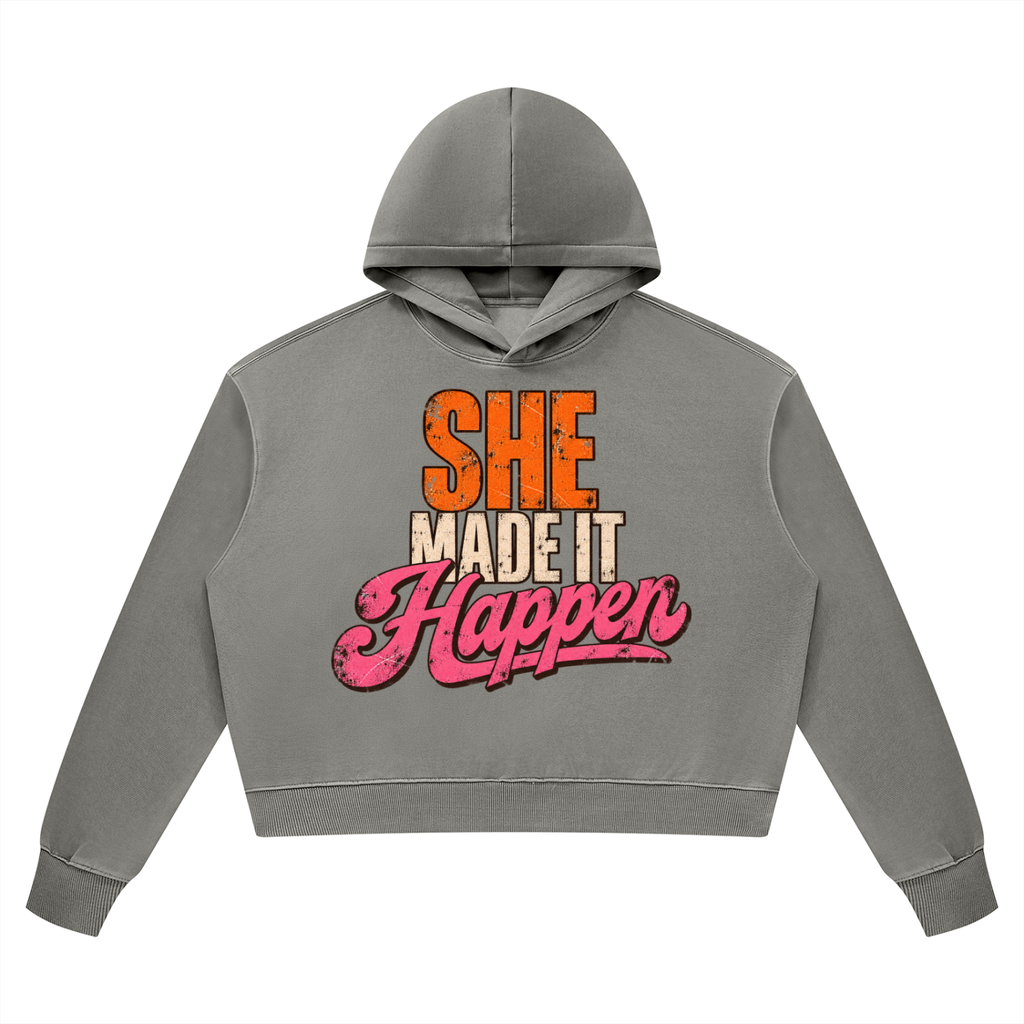 She Made It Happen Vintage Wash Heavyweight Hoodie