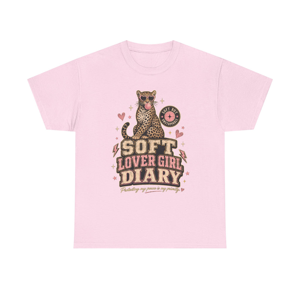 Soft Lover Girl Diary Tee — Retro Leopard Graphic T-Shirt