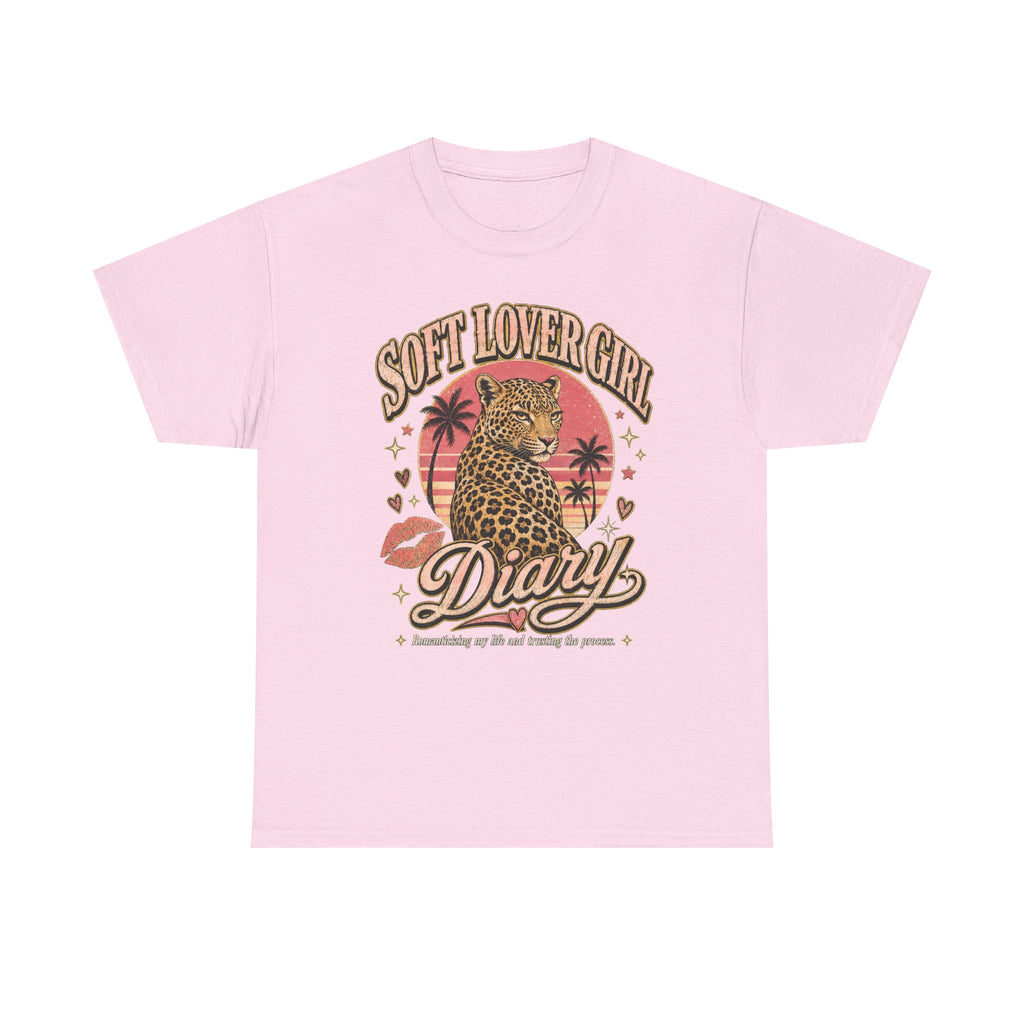 Soft Lover Girl Leopard Tee — Vintage Palm Sunset Graphic T-Shirt