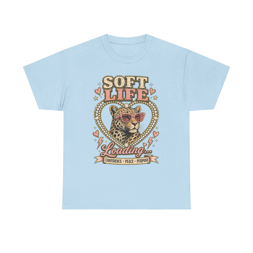 Soft Life Loading Leopard Heart Graphic Tee