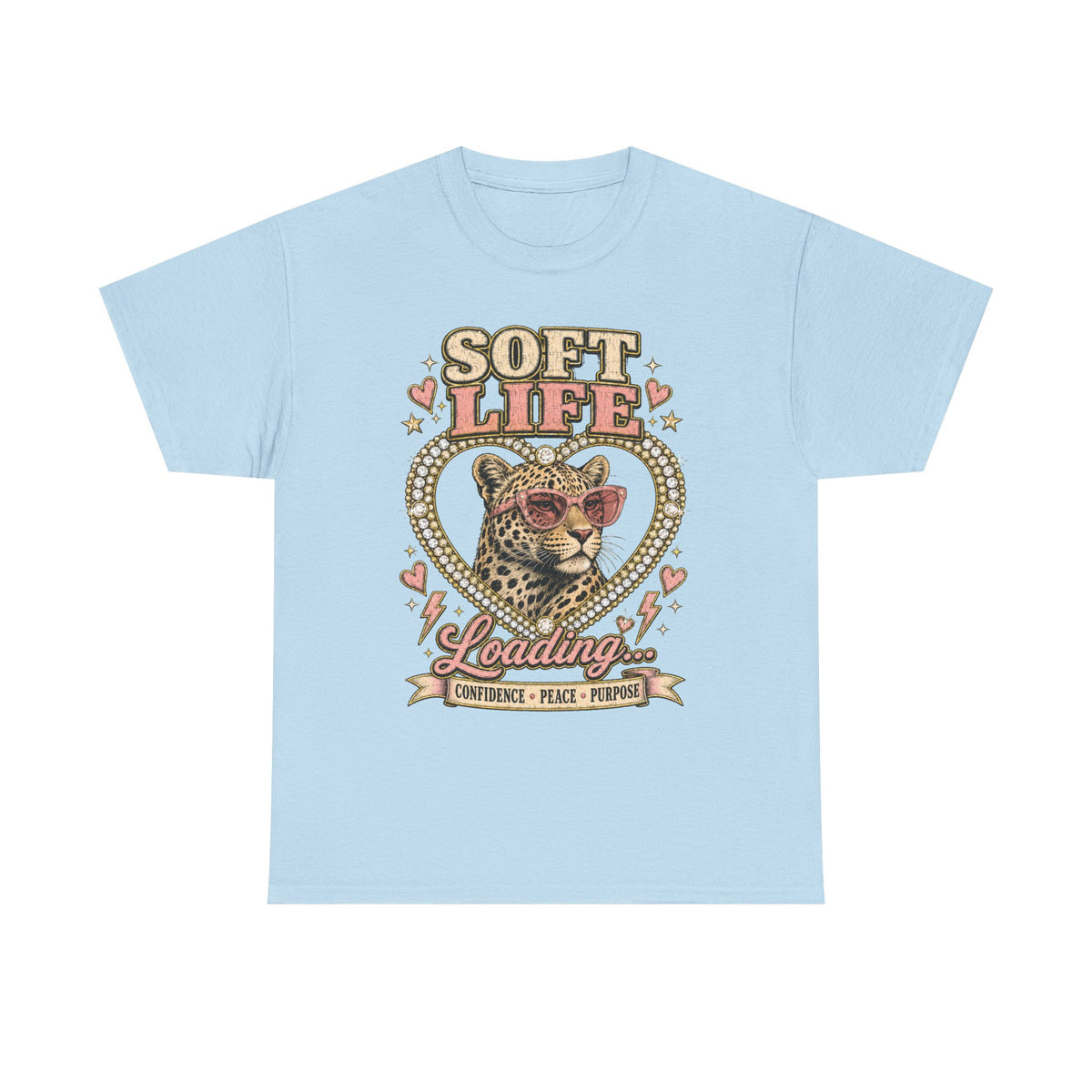 Soft Life Loading Leopard Heart Graphic Tee