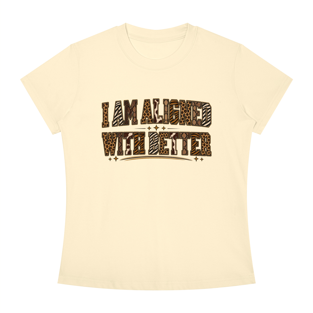 I Am Align With Better Tee — Leopard Text Graphic T-Shirt