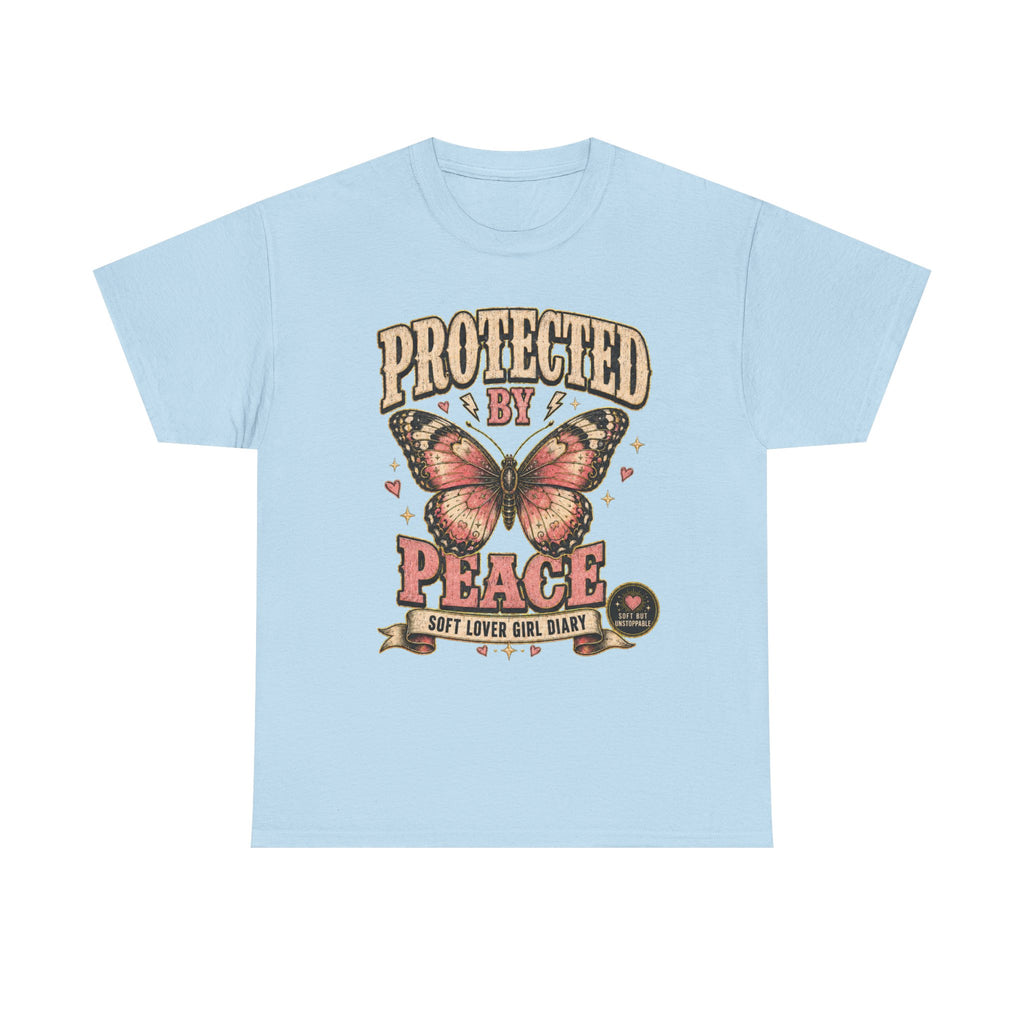 Protected by Peace Butterfly Tee — Vintage Floral Graphic T-Shirt