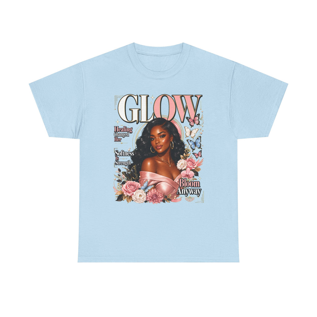 Glow Bloom Tee — "Glow" Floral Graphic T-Shirt