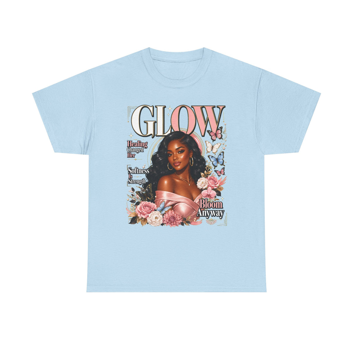 Glow Bloom Tee — "Glow" Floral Graphic T-Shirt