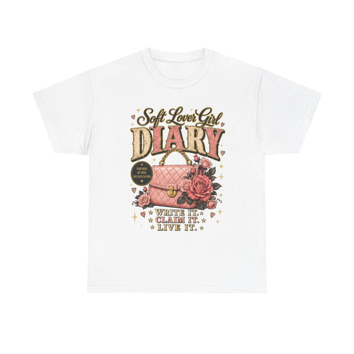 Soft Lover Girl Diary T‑Shirt — Vintage Pink Floral Journal Graphic Tee