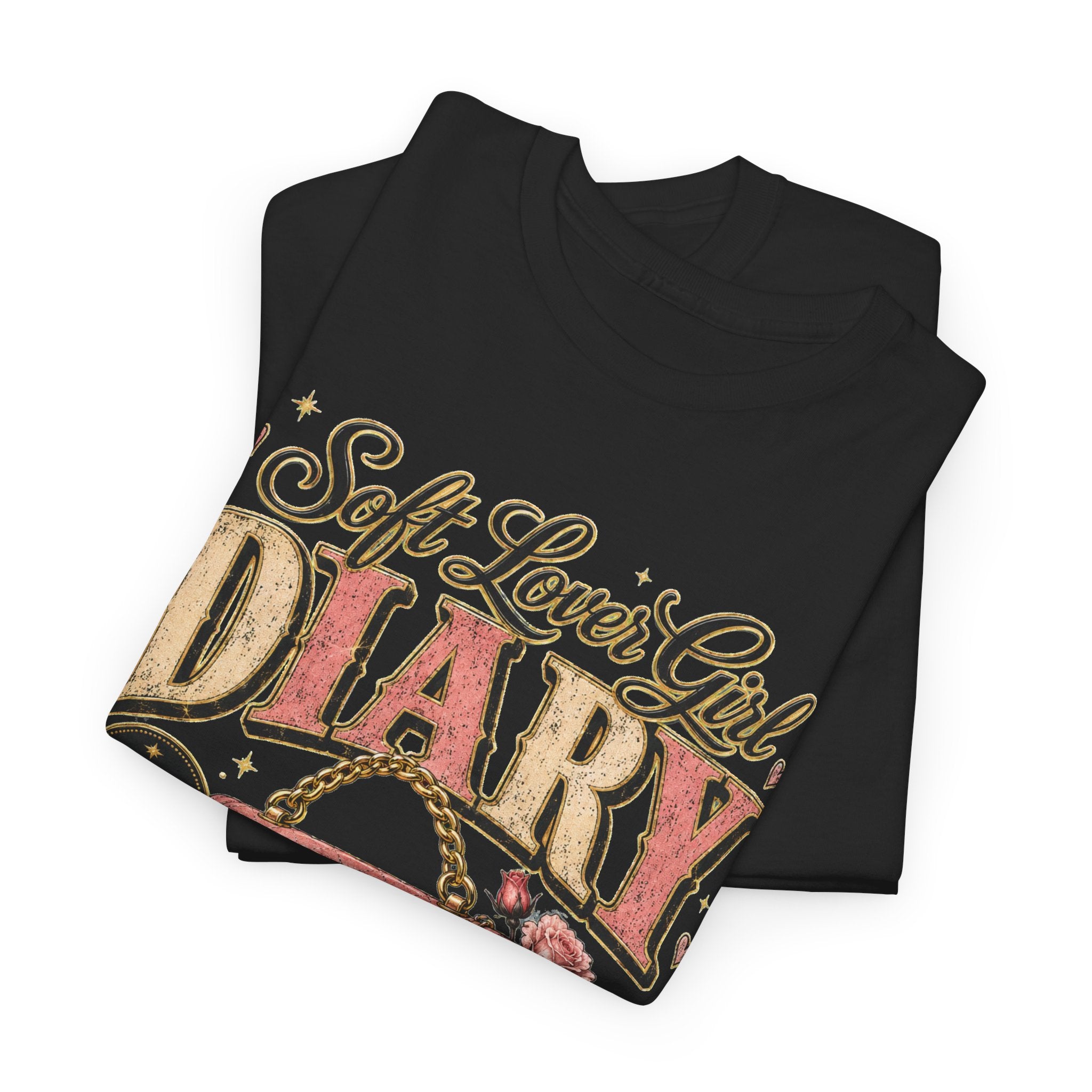 Soft Lover Girl Diary T‑Shirt — Vintage Pink Floral Journal Graphic Tee