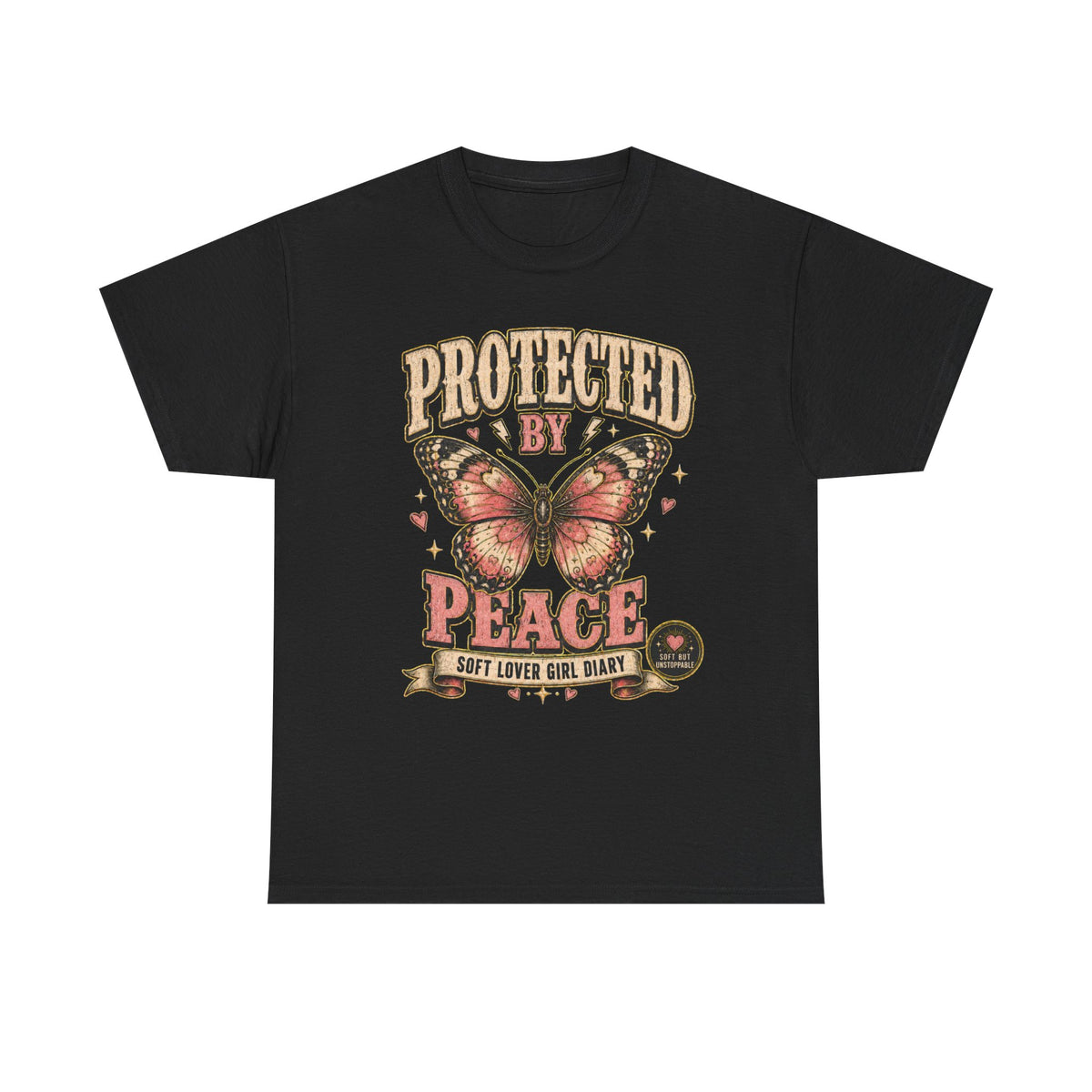 Protected by Peace Butterfly Tee — Vintage Floral Graphic T-Shirt