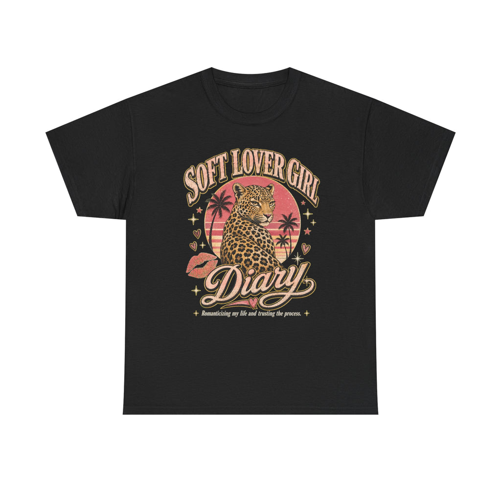 Soft Lover Girl Leopard Tee — Vintage Palm Sunset Graphic T-Shirt