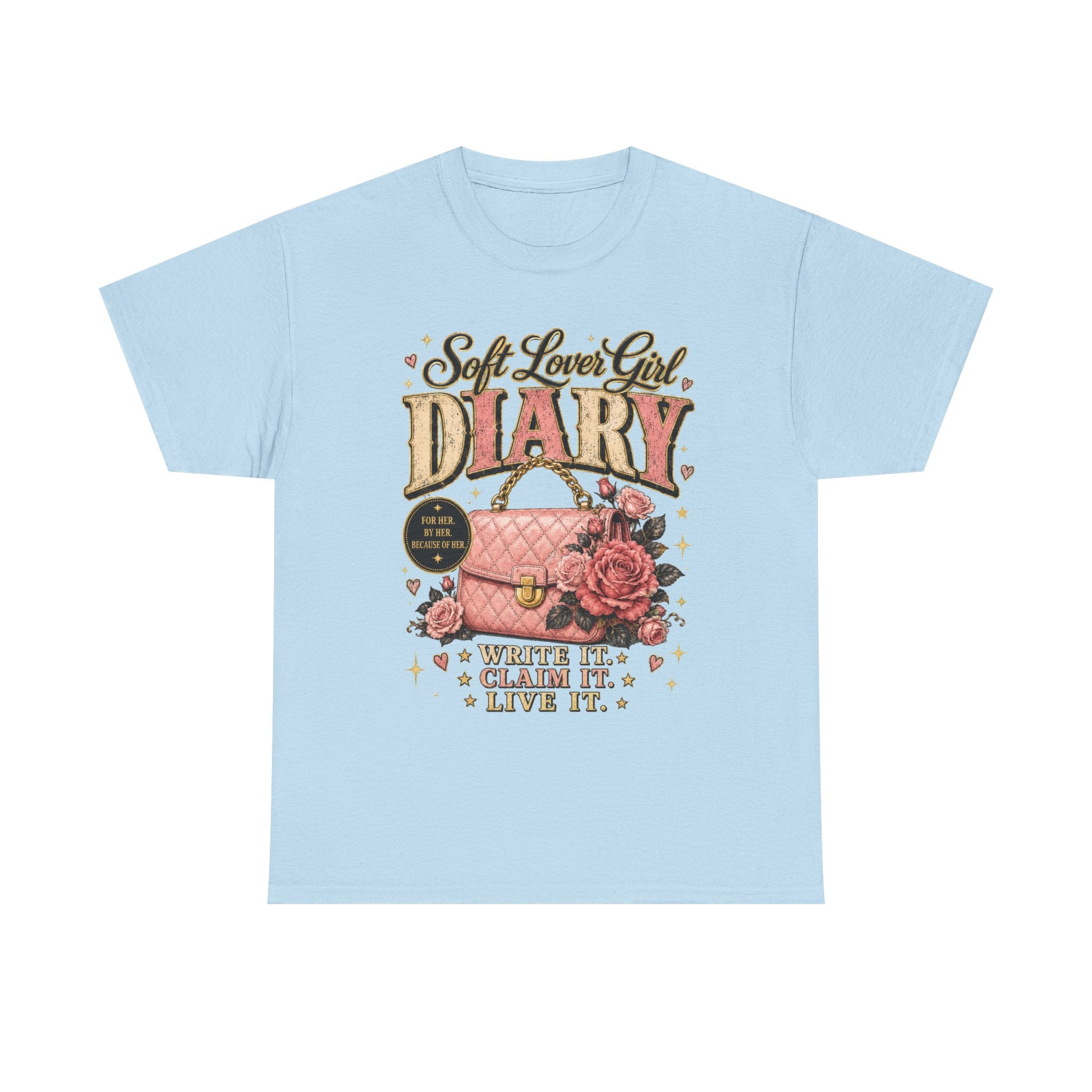 Soft Lover Girl Diary T‑Shirt — Vintage Pink Floral Journal Graphic Tee