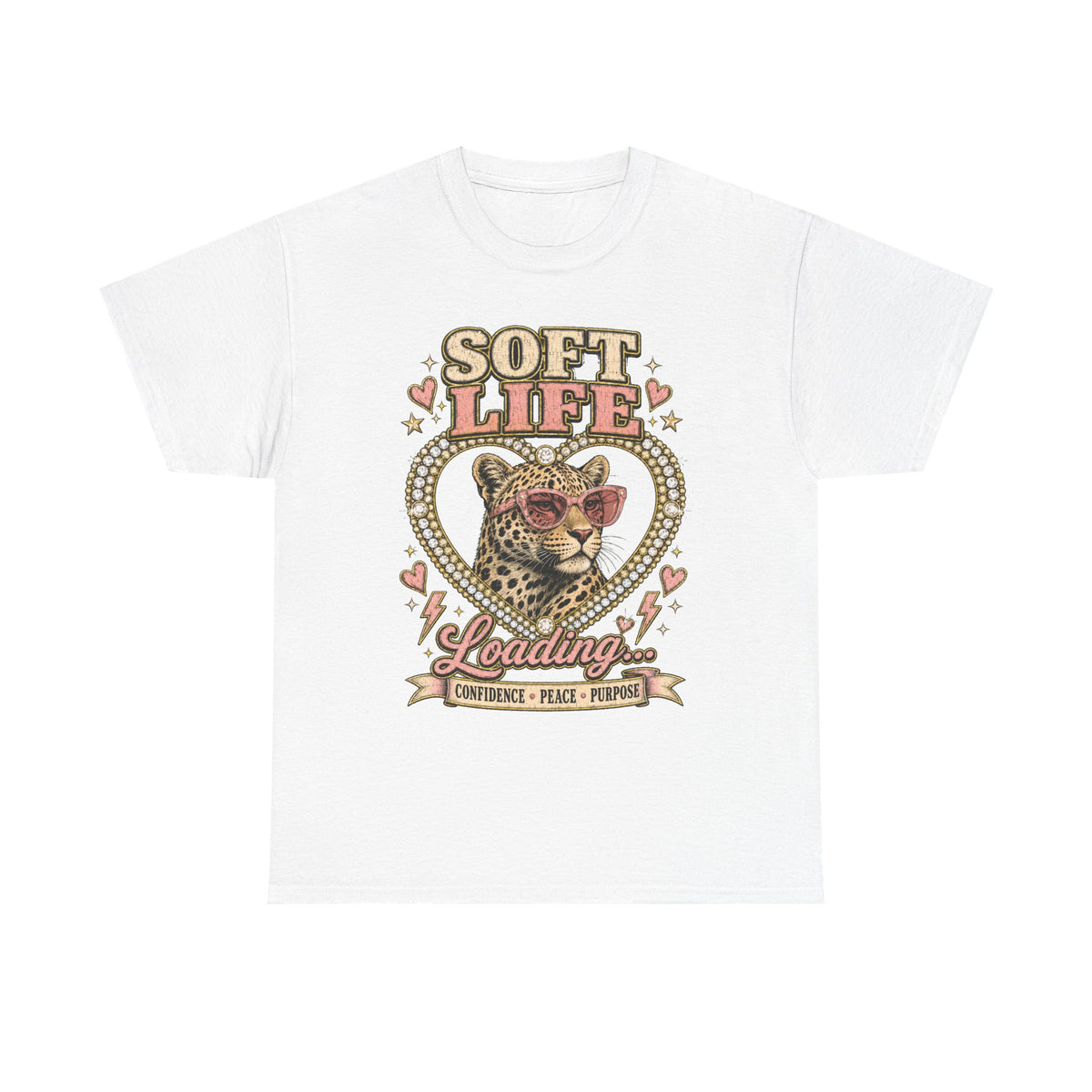 Soft Life Loading Leopard Heart Graphic Tee