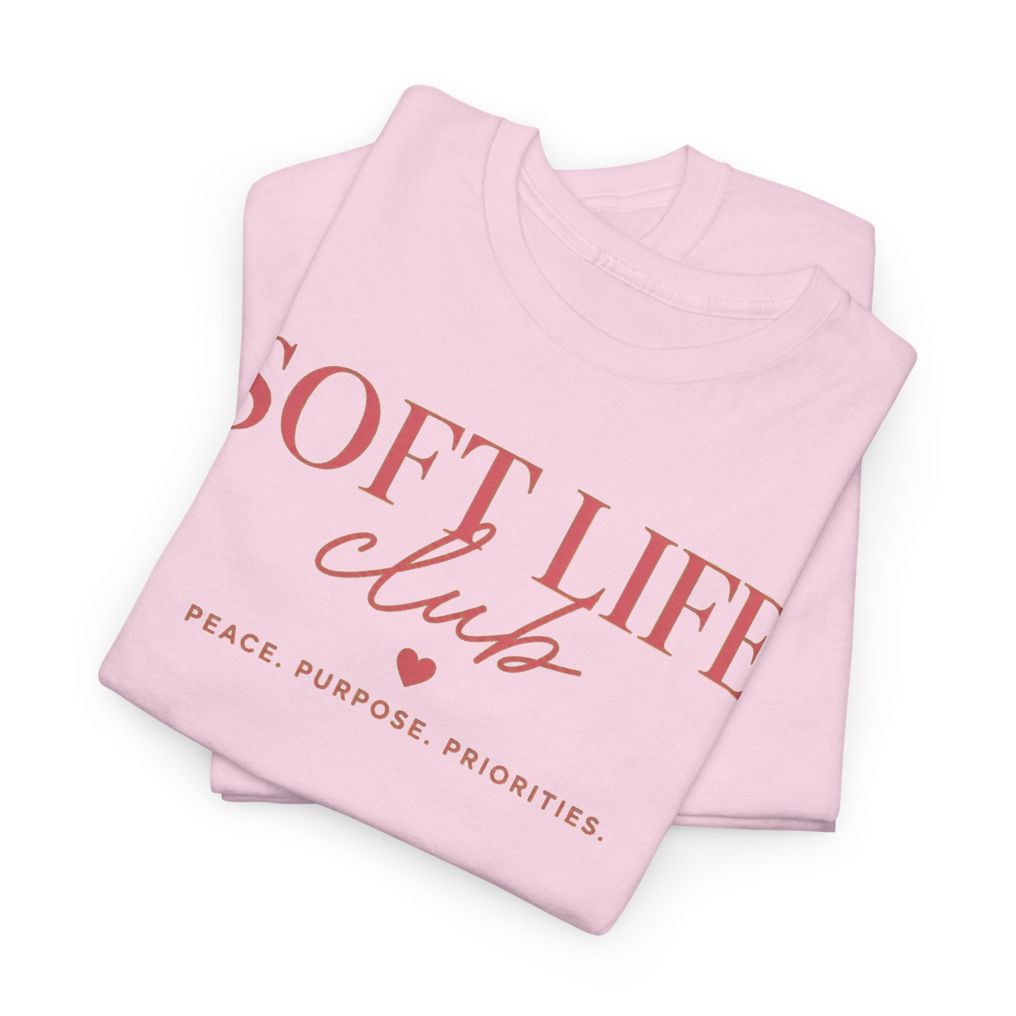 Soft Life Club T‑Shirt — "Peace. Purpose. Priorities." Relaxed Graphic Tee