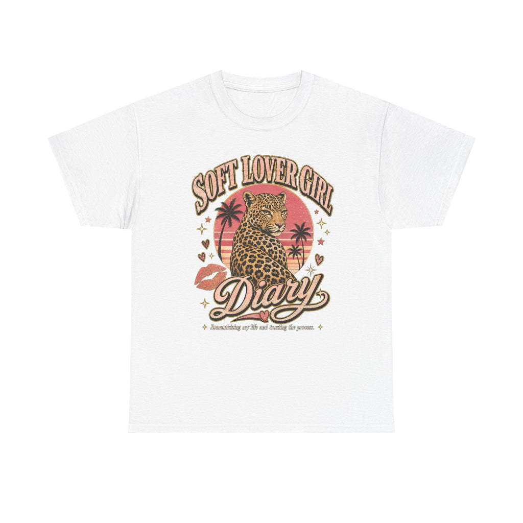 Soft Lover Girl Leopard Tee — Vintage Palm Sunset Graphic T-Shirt