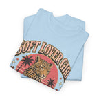 Soft Lover Girl Leopard Tee — Vintage Palm Sunset Graphic T-Shirt