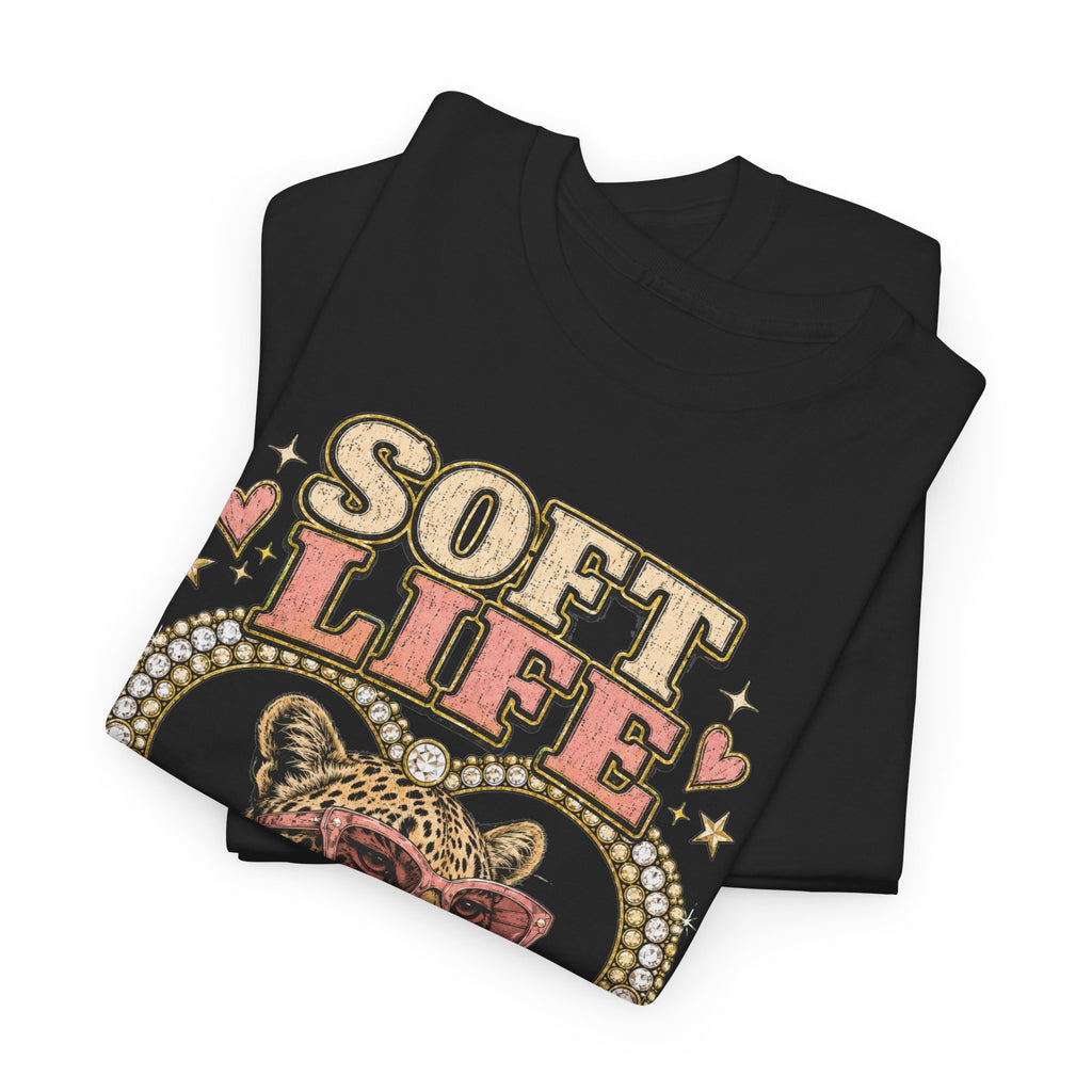 Soft Life Loading Leopard Heart Graphic Tee