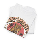 Soft Lover Girl Leopard Tee — Vintage Palm Sunset Graphic T-Shirt