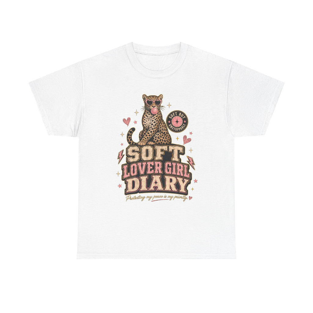 Soft Lover Girl Diary Tee — Retro Leopard Graphic T-Shirt