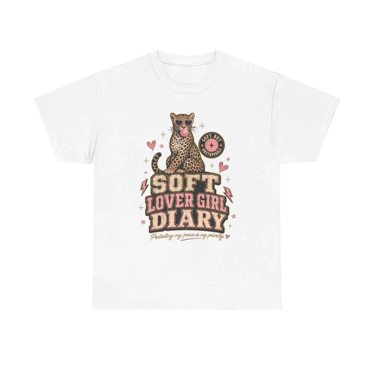 Soft Lover Girl Diary Tee — Retro Leopard Graphic T-Shirt