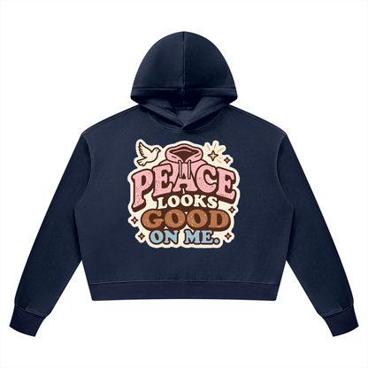 Peace Looks Good on Me Vintage Gray Hoodie