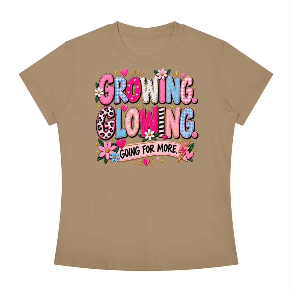 Growing Loving Tee — "Growing Loving, Going For More" Floral Graphic Shirt