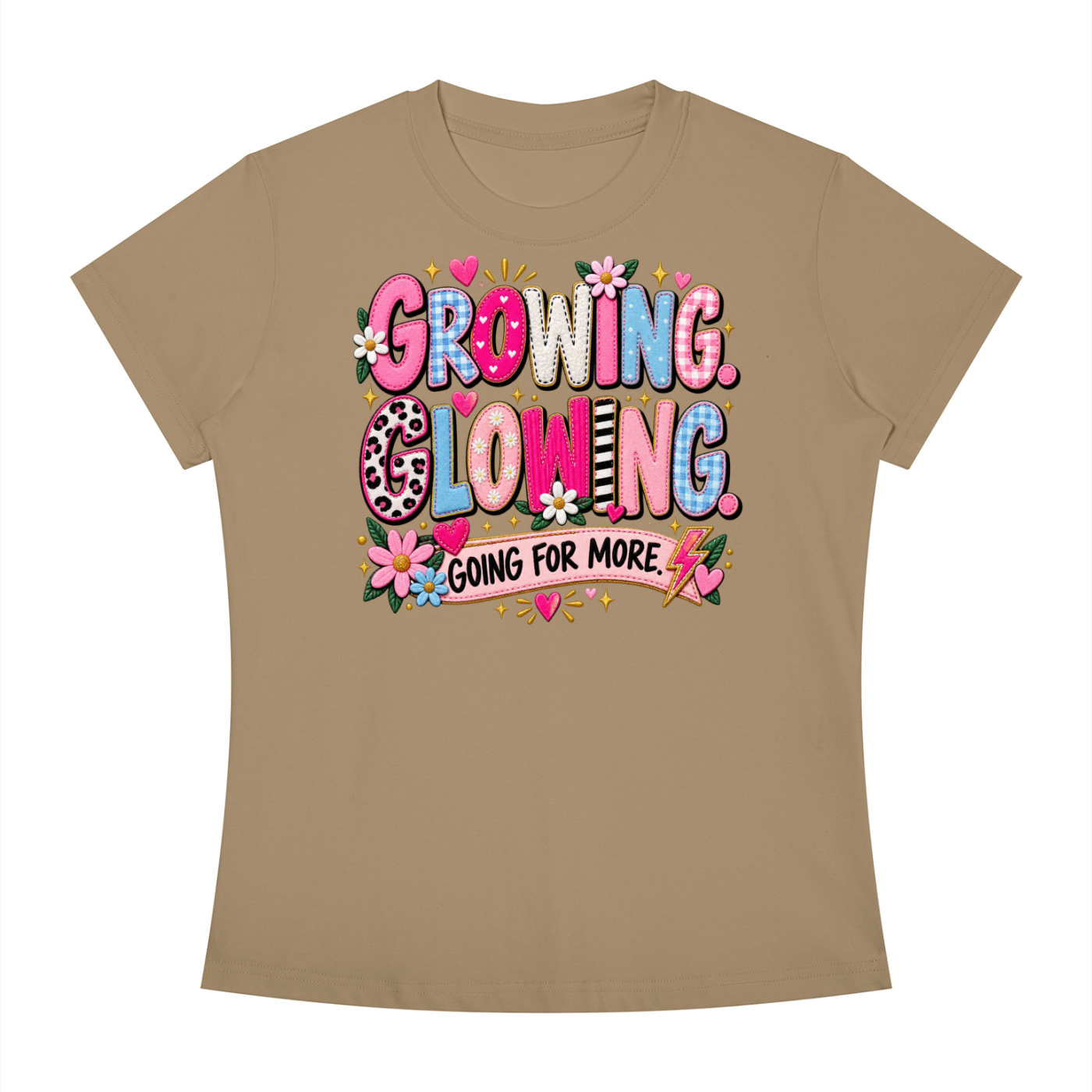Growing Loving Tee — "Growing Loving, Going For More" Floral Graphic Shirt