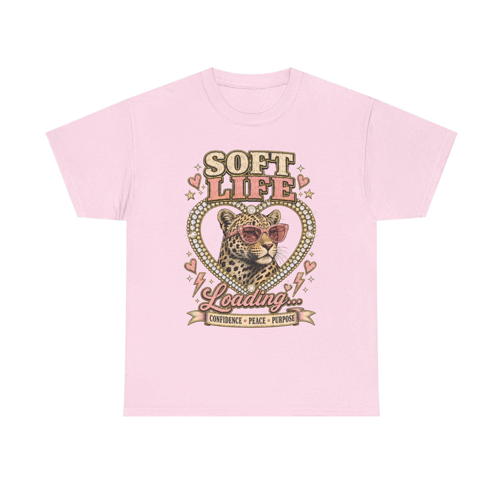 Soft Life Loading Leopard Heart Graphic Tee