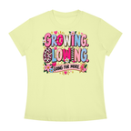 Growing Loving Tee — "Growing Loving, Going For More" Floral Graphic Shirt