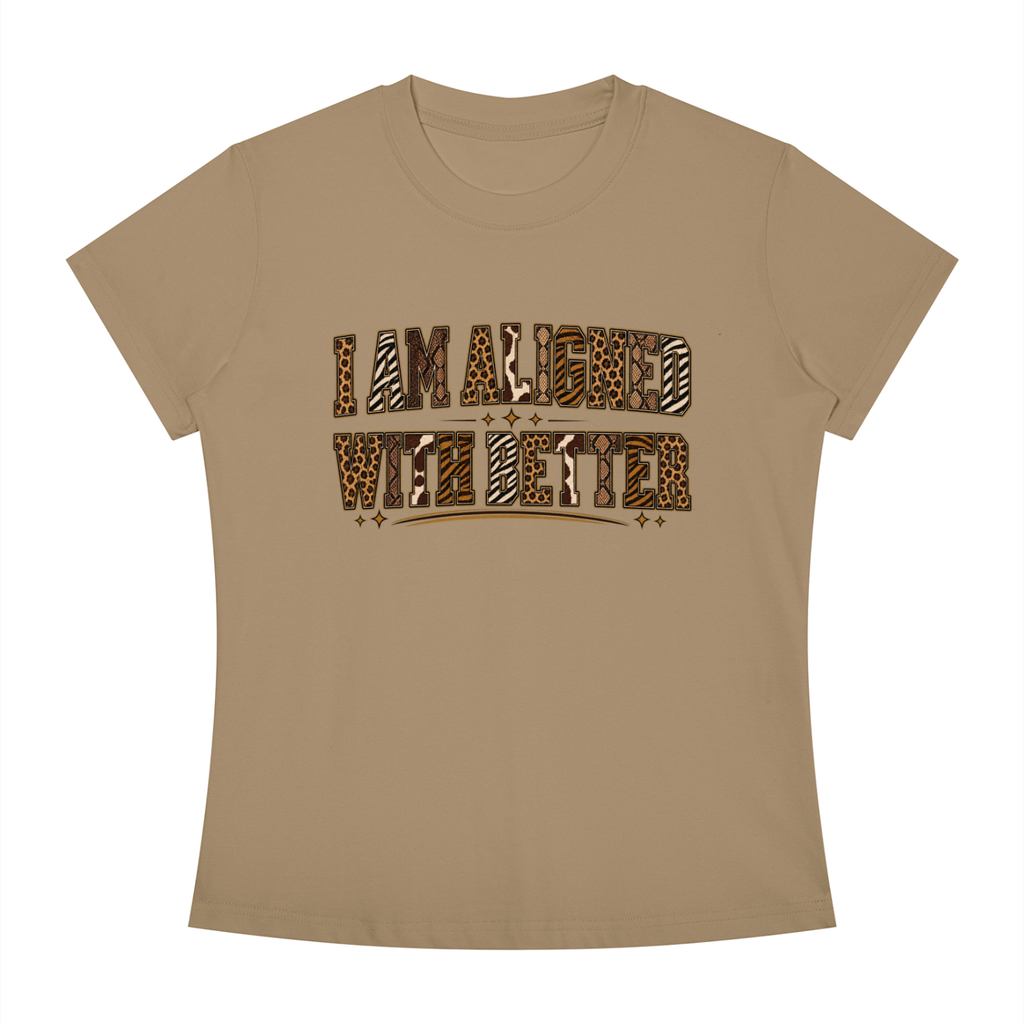 I Am Align With Better Tee — Leopard Text Graphic T-Shirt