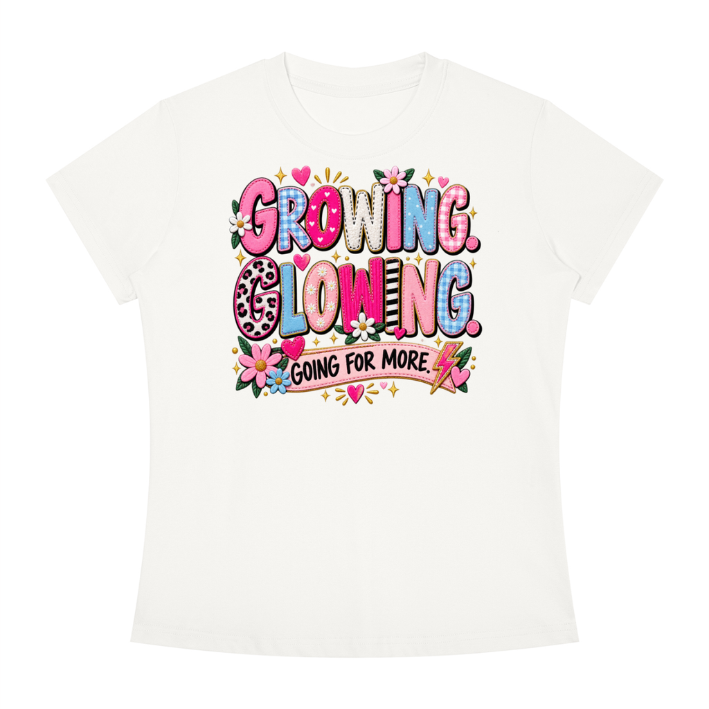 Growing Loving Tee — "Growing Loving, Going For More" Floral Graphic Shirt