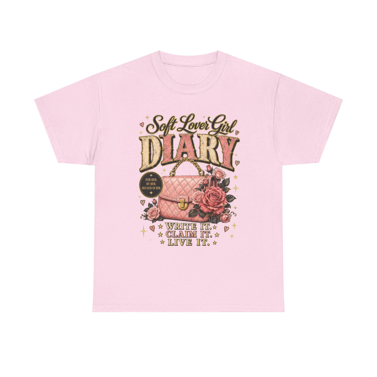 Soft Lover Girl Diary T‑Shirt — Vintage Pink Floral Journal Graphic Tee