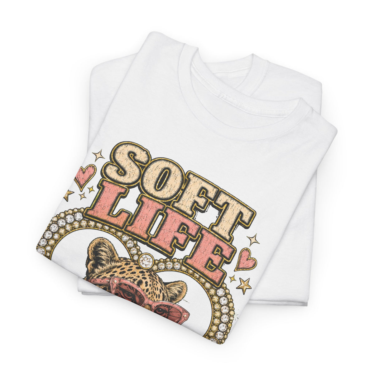 Soft Life Loading Leopard Heart Graphic Tee