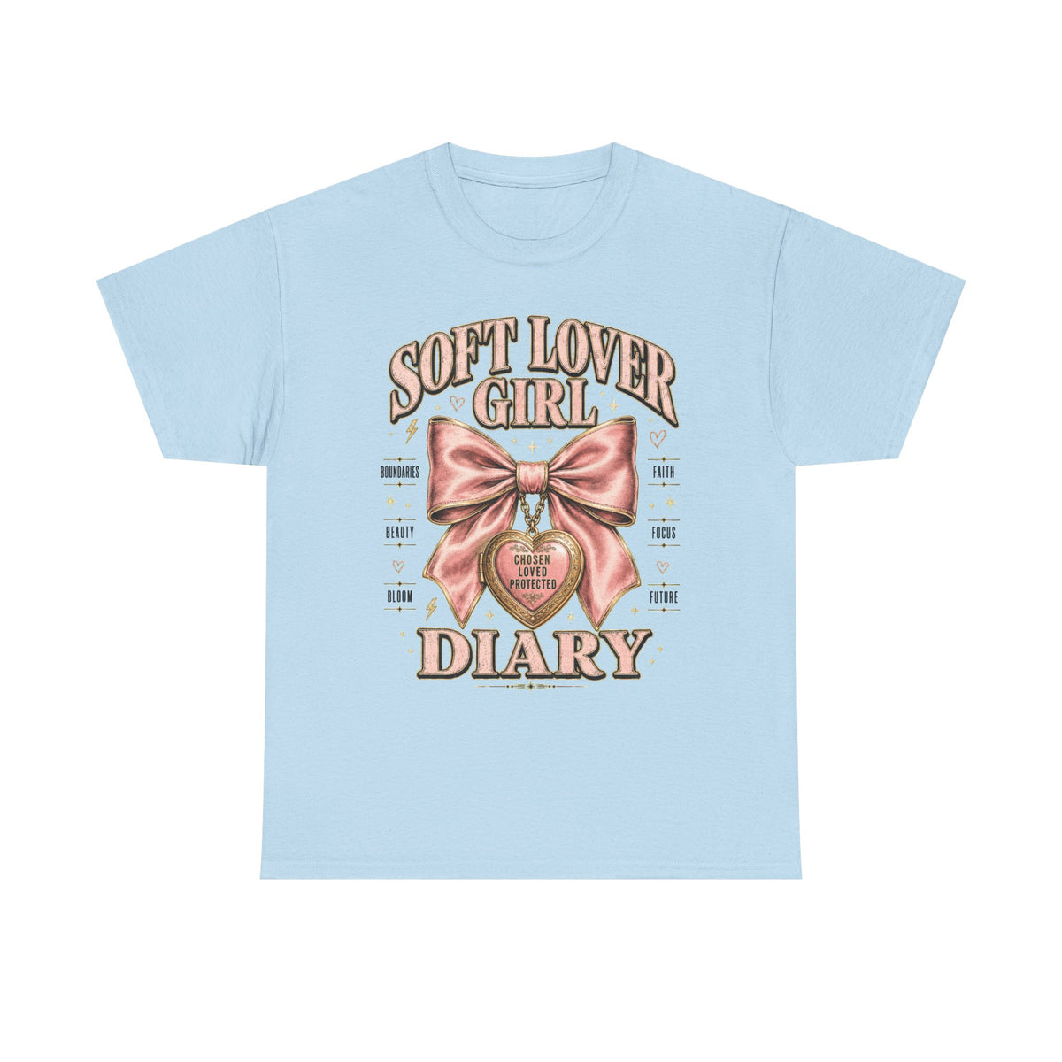 Soft Lover Girl Diary Tee | Pink Bow Heart Graphic
