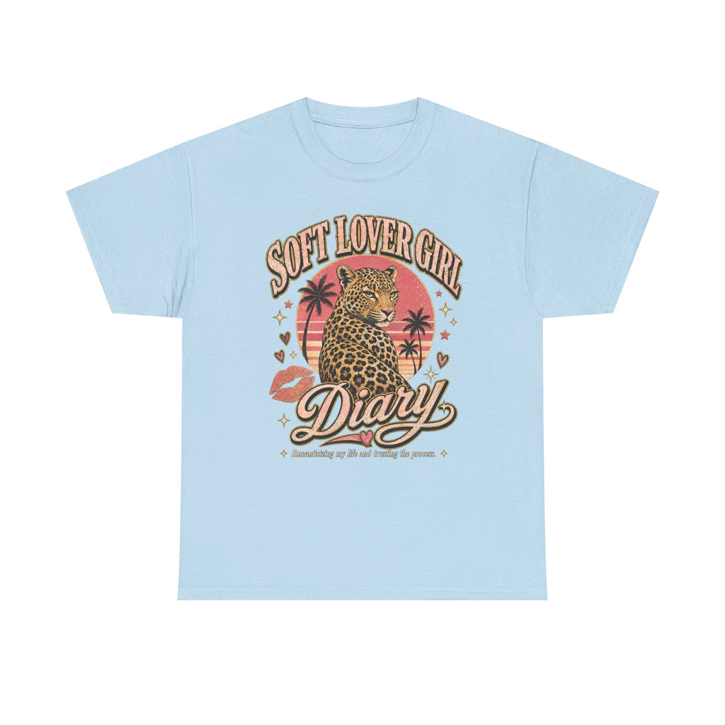 Soft Lover Girl Leopard Tee — Vintage Palm Sunset Graphic T-Shirt