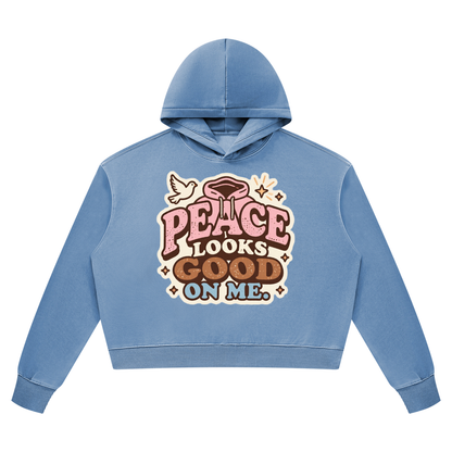 Peace Looks Good on Me Vintage Gray Hoodie