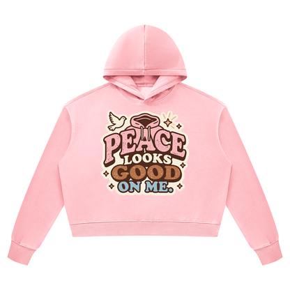 Peace Looks Good on Me Vintage Gray Hoodie