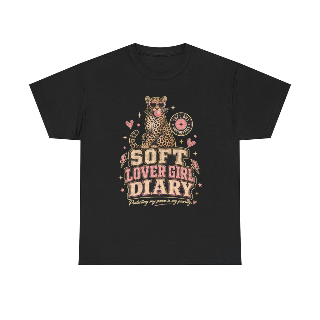 Soft Lover Girl Diary Tee — Retro Leopard Graphic T-Shirt