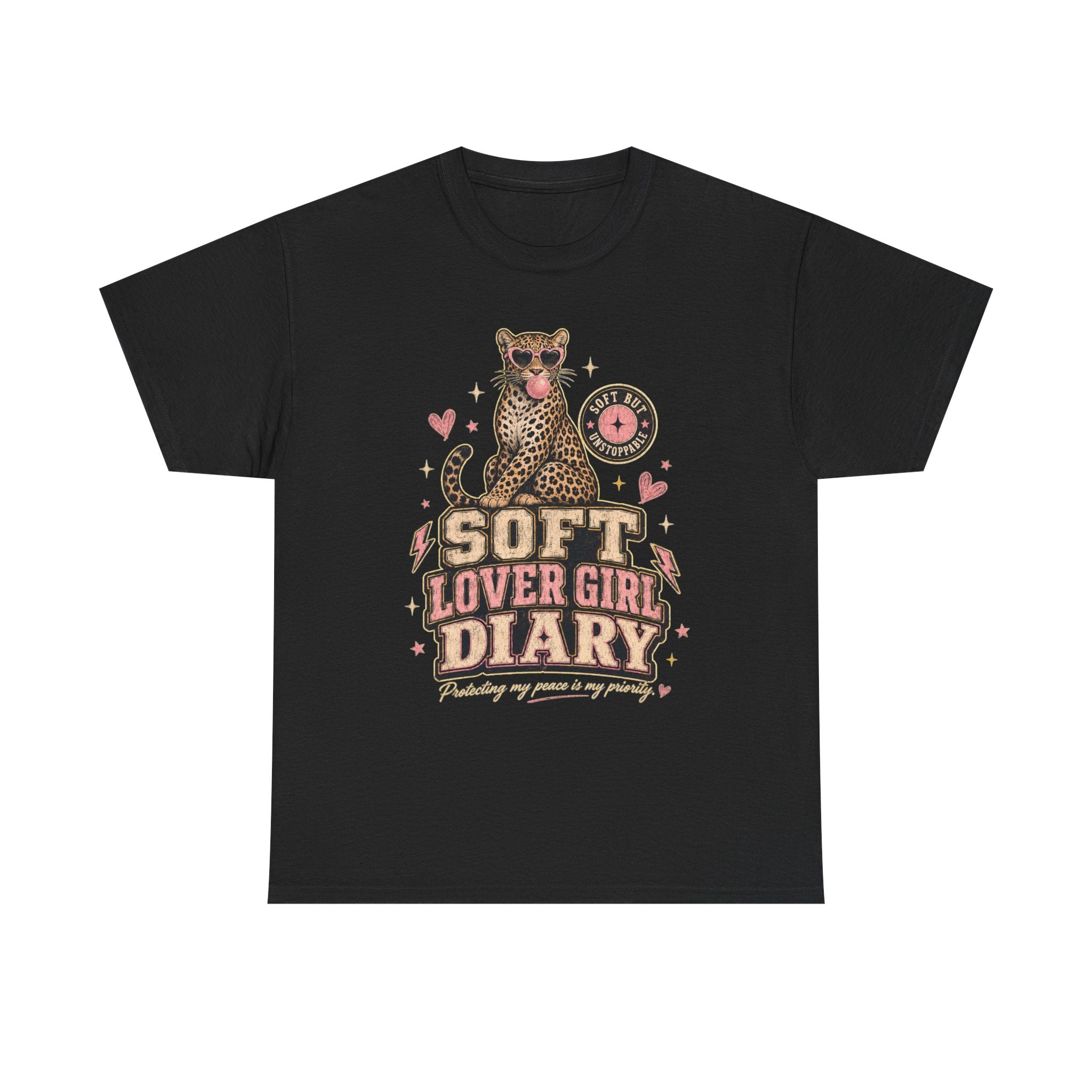 Soft Lover Girl Diary Tee — Retro Leopard Graphic T-Shirt