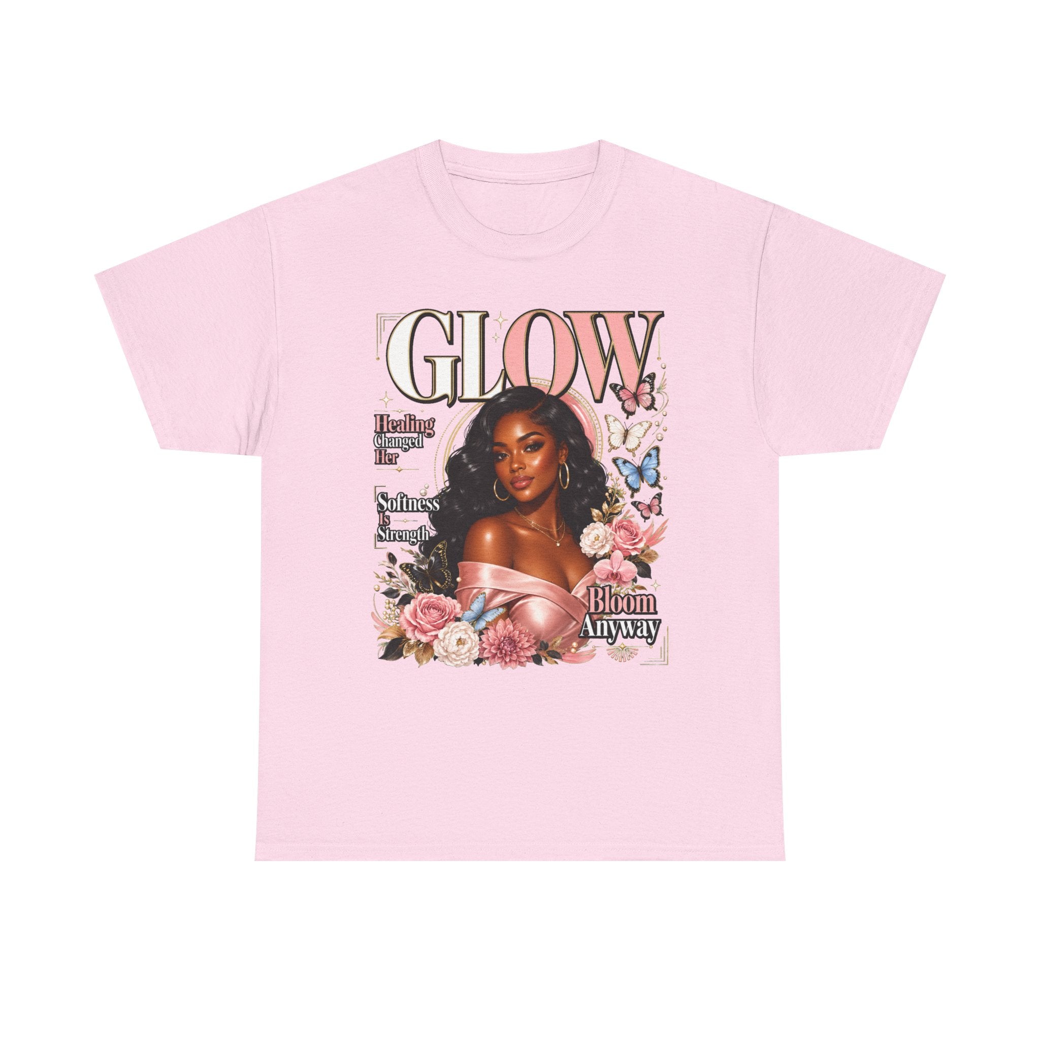 Glow Bloom Tee — "Glow" Floral Graphic T-Shirt