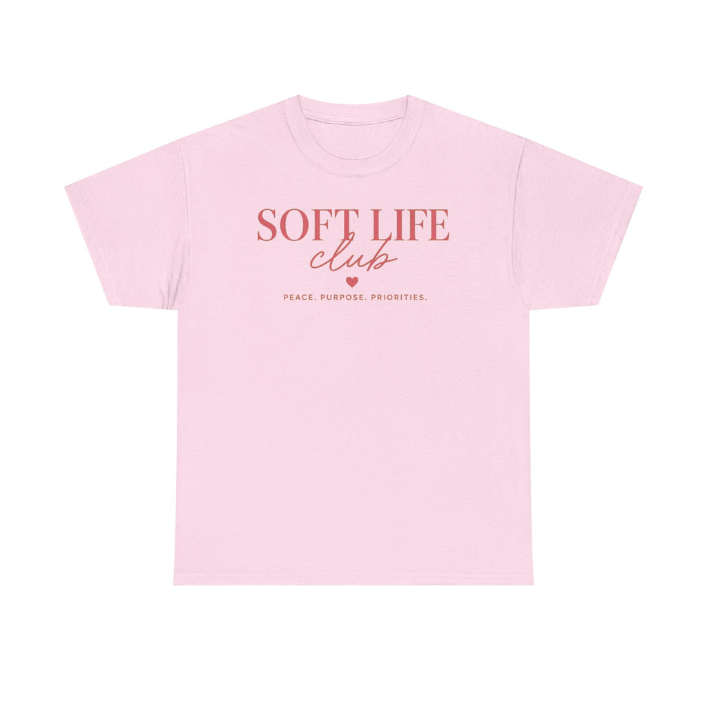 Soft Life Club T‑Shirt — "Peace. Purpose. Priorities." Relaxed Graphic Tee
