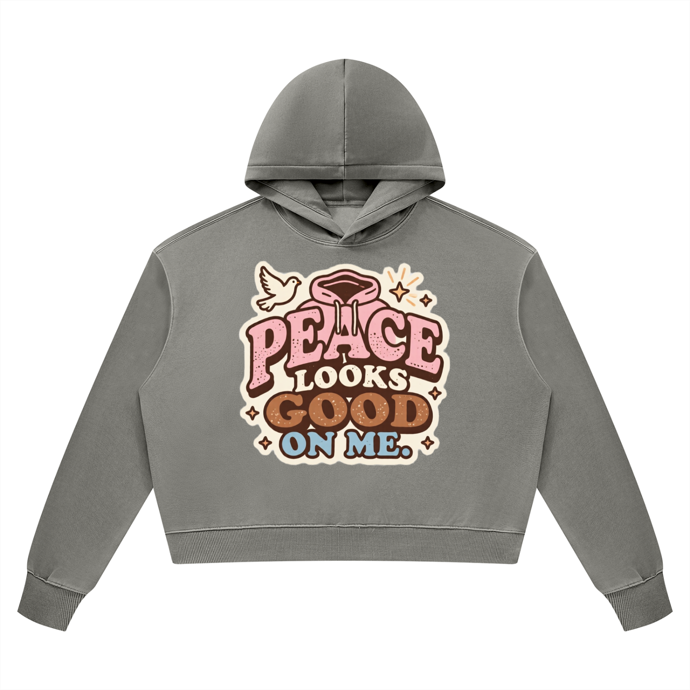 Peace Looks Good on Me Vintage Gray Hoodie