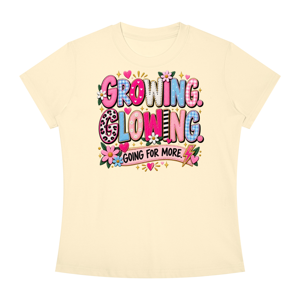 Growing Loving Tee — "Growing Loving, Going For More" Floral Graphic Shirt