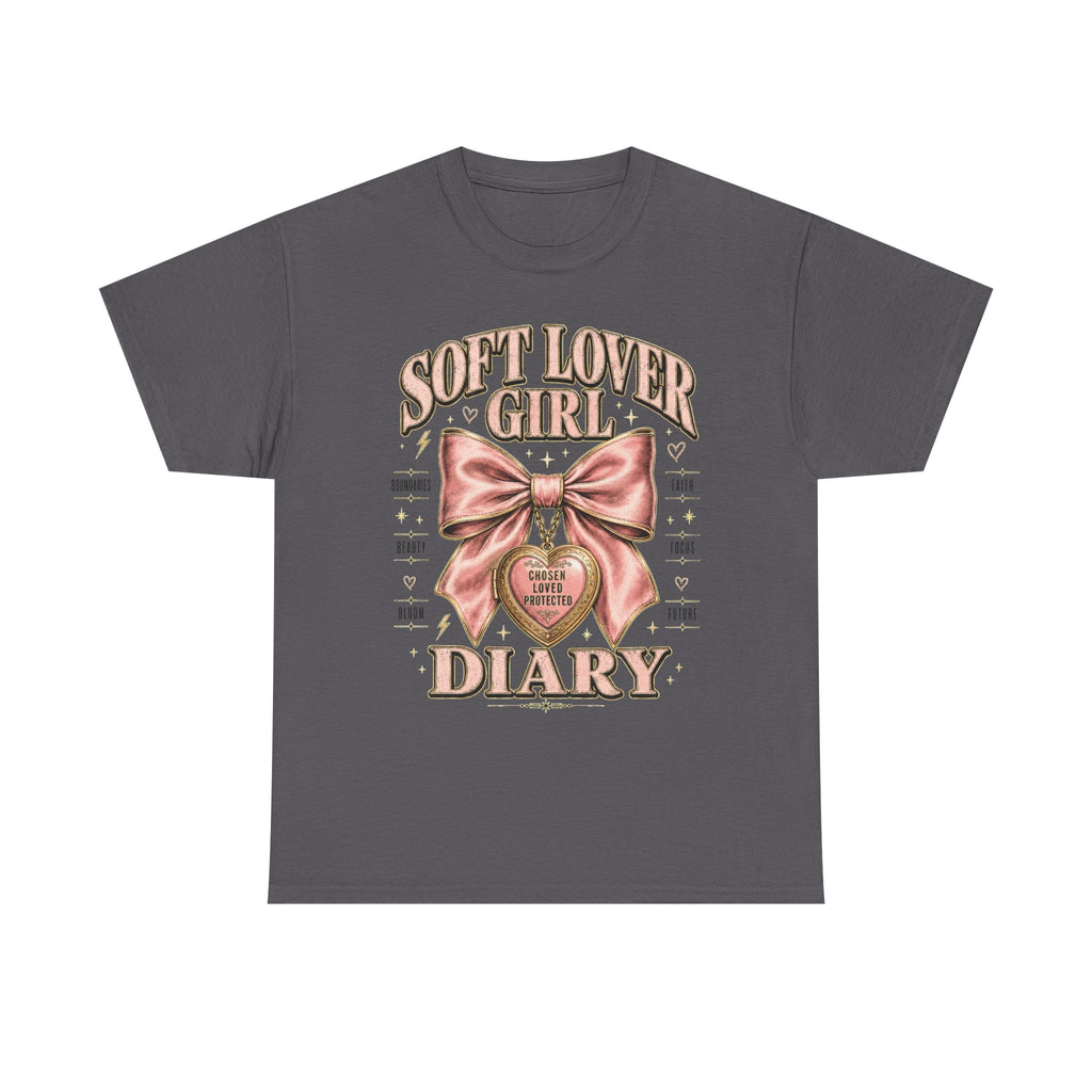 Soft Lover Girl Diary Tee | Pink Bow Heart Graphic
