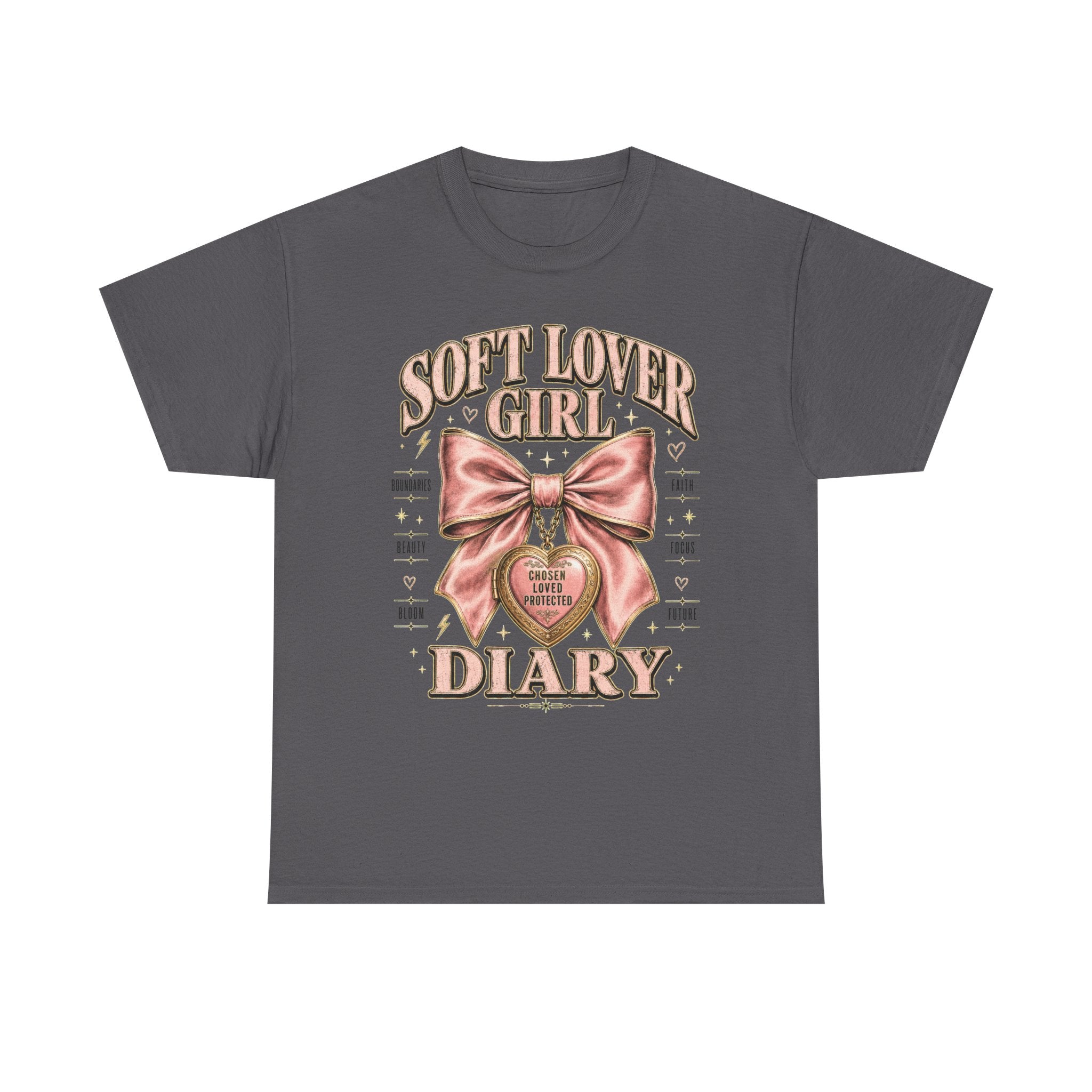 Soft Lover Girl Diary Tee | Pink Bow Heart Graphic