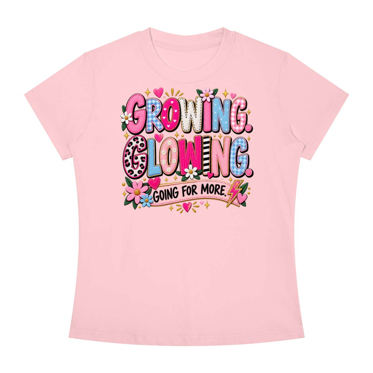 Growing Loving Tee — "Growing Loving, Going For More" Floral Graphic Shirt