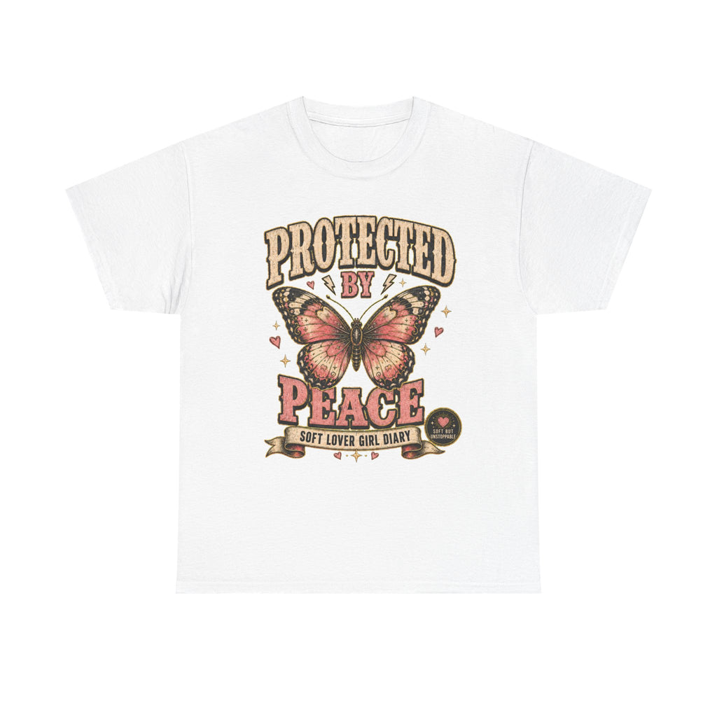 Protected by Peace Butterfly Tee — Vintage Floral Graphic T-Shirt