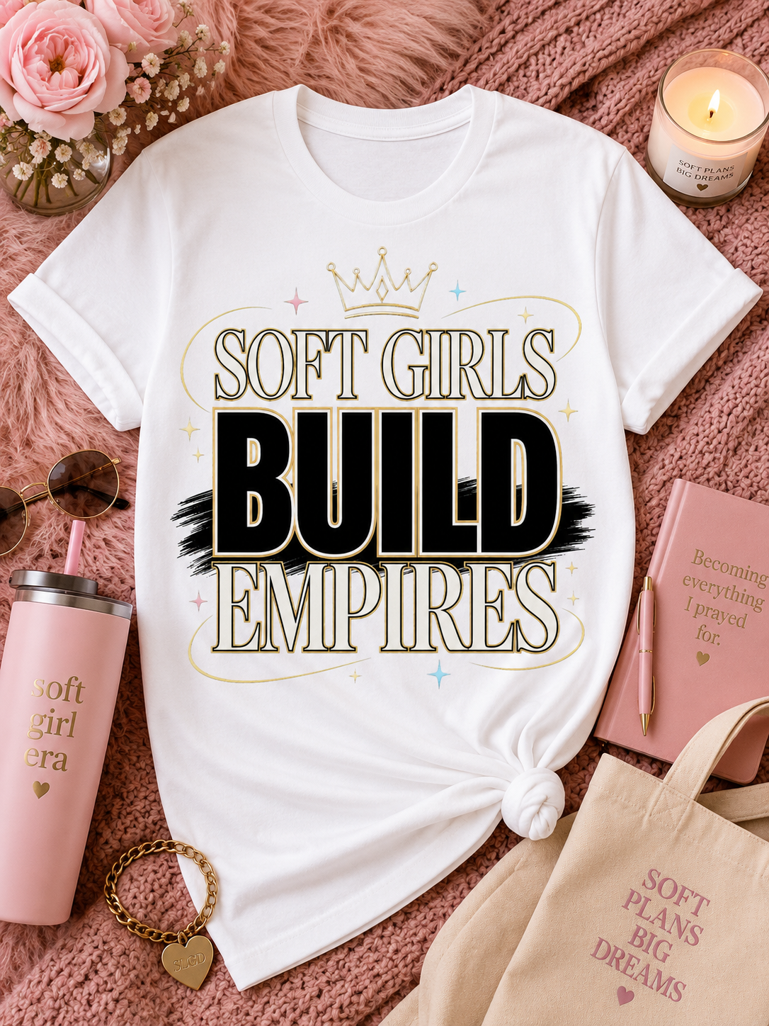 Soft Girls Build Empires T-Shirt | Motivational Graphic Tee