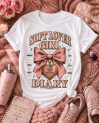 Soft Lover Girl Diary Tee | Pink Bow Heart Graphic