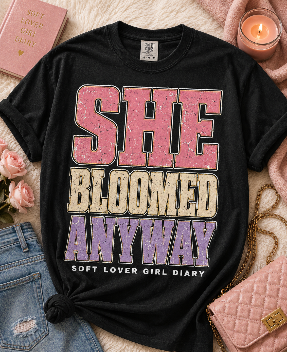She Bloomed Anyway T-Shirt — Inspirational Feminist Floral Graphic Tee
