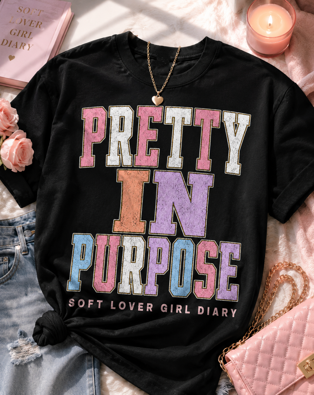Pretty in Purpose T-Shirt — Inspirational Pastel Graphic Tee ("Pretty in Purpose")